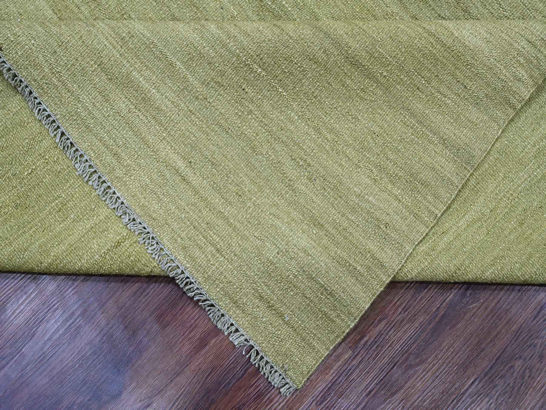 9'1" x 12'0" New Hand Woven Green Wool Rectangle Oriental Rug - MOA10220949