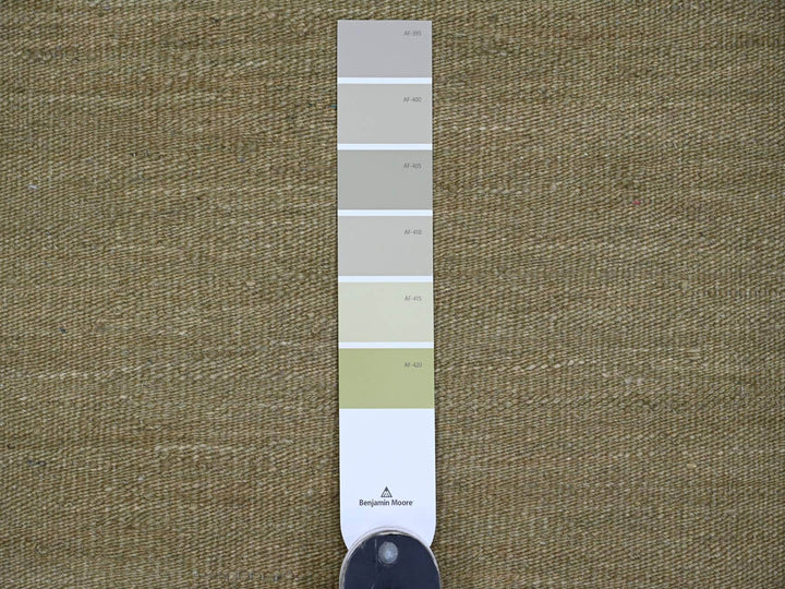 9'1" x 12'0" New Hand Woven Green Wool Rectangle Oriental Rug - MOA10220949