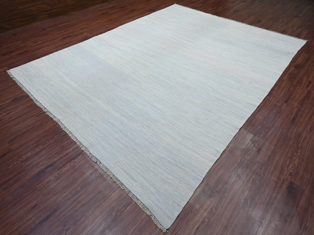 9'1" x 11'11" New Hand Woven Blue Wool Rectangle Oriental Rug - MOA10220951