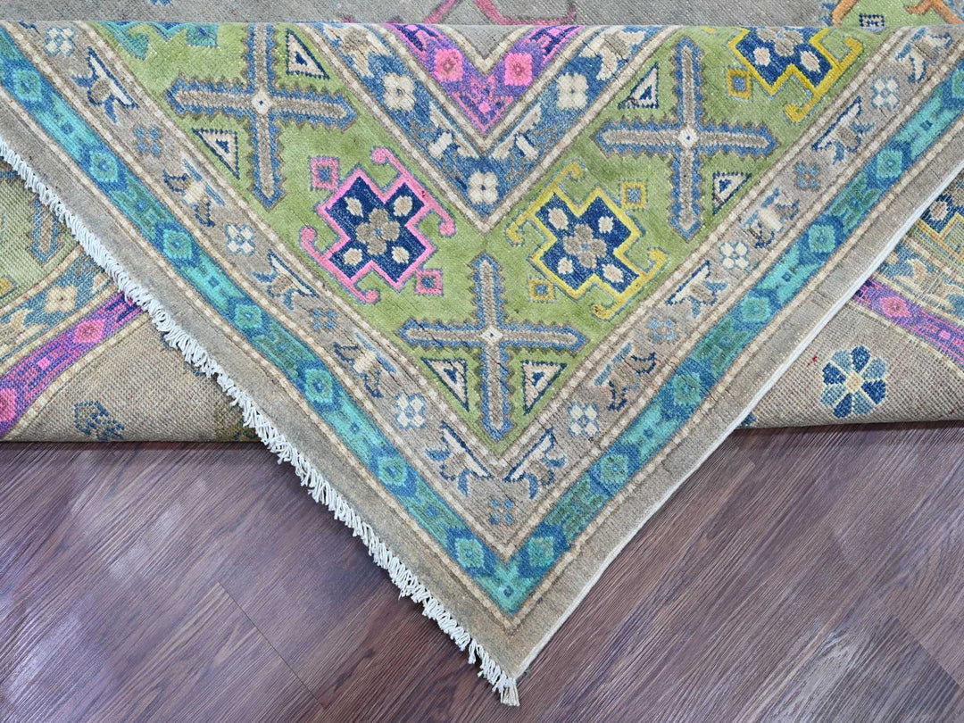 9'9" x 13'2" New Hand Knotted Grey Wool Rectangle Oriental Rug - MOA10220973