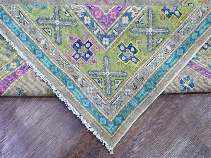 9'9" x 13'2" New Hand Knotted Grey Wool Rectangle Oriental Rug - MOA10220973