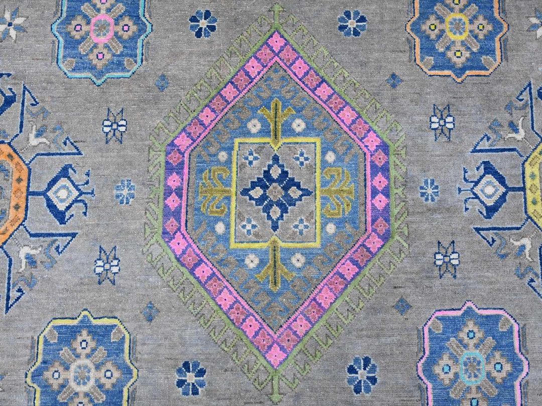 9'9" x 13'2" New Hand Knotted Grey Wool Rectangle Oriental Rug - MOA10220973