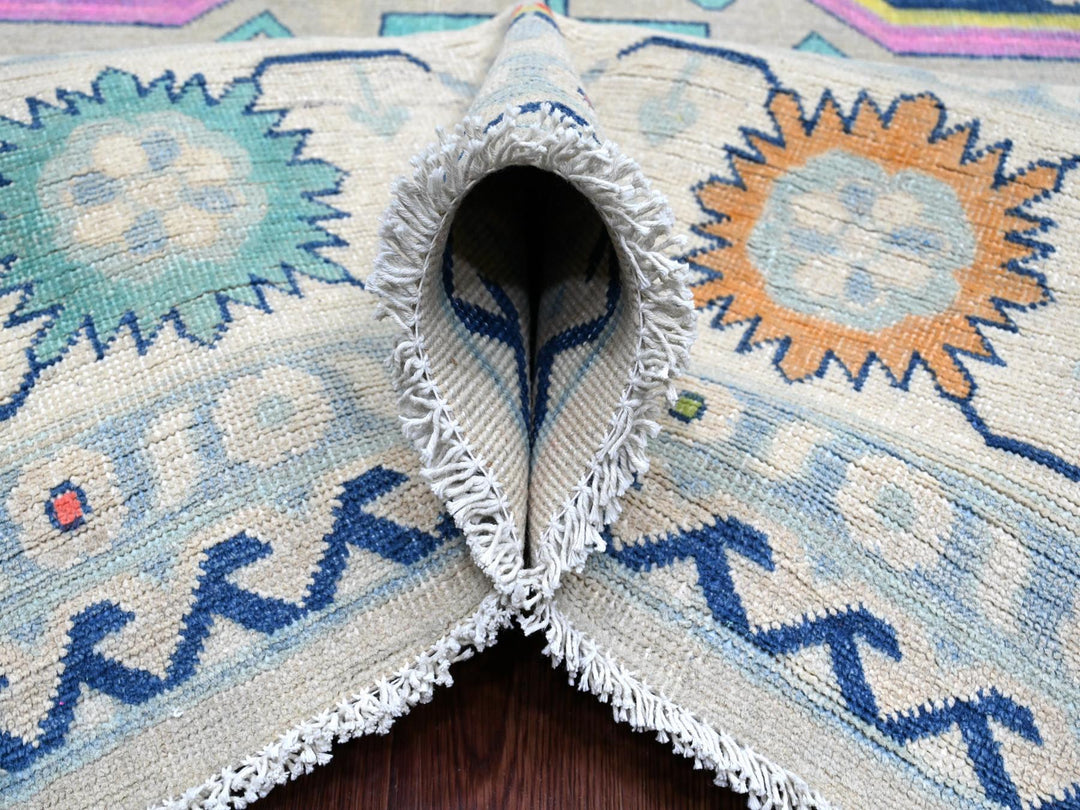 9'7" x 13'4" New Hand Knotted Grey Wool Rectangle Oriental Rug - MOA10220974