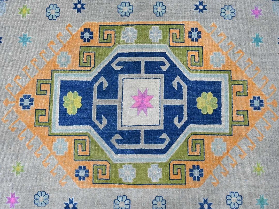 9'7" x 13'4" New Hand Knotted Grey Wool Rectangle Oriental Rug - MOA10220974