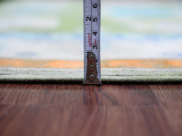 5'6" x 7'7" New Hand Knotted Green Wool Rectangle Oriental Rug - MOA10220975