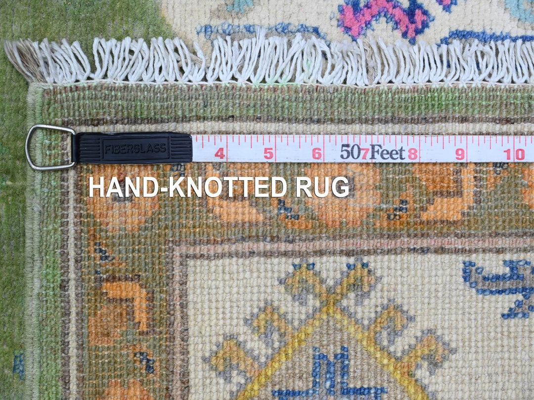 5'6" x 7'7" New Hand Knotted Green Wool Rectangle Oriental Rug - MOA10220975