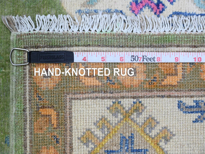 5'6" x 7'7" New Hand Knotted Green Wool Rectangle Oriental Rug - MOA10220975