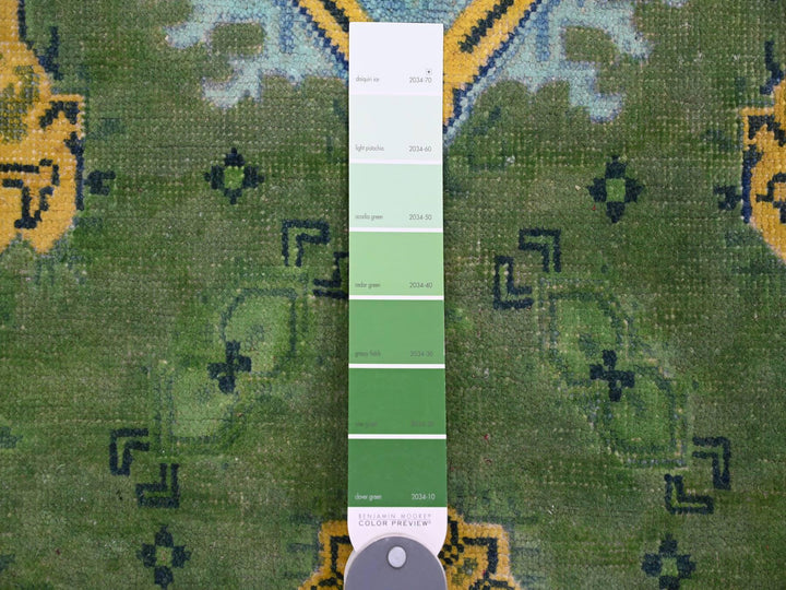 5'4" x 7'6" New Hand Knotted Green Wool Rectangle Oriental Rug - MOA10220976