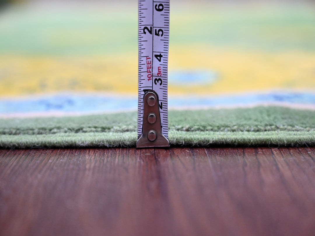 5'4" x 7'6" New Hand Knotted Green Wool Rectangle Oriental Rug - MOA10220976