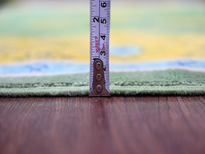 5'4" x 7'6" New Hand Knotted Green Wool Rectangle Oriental Rug - MOA10220976