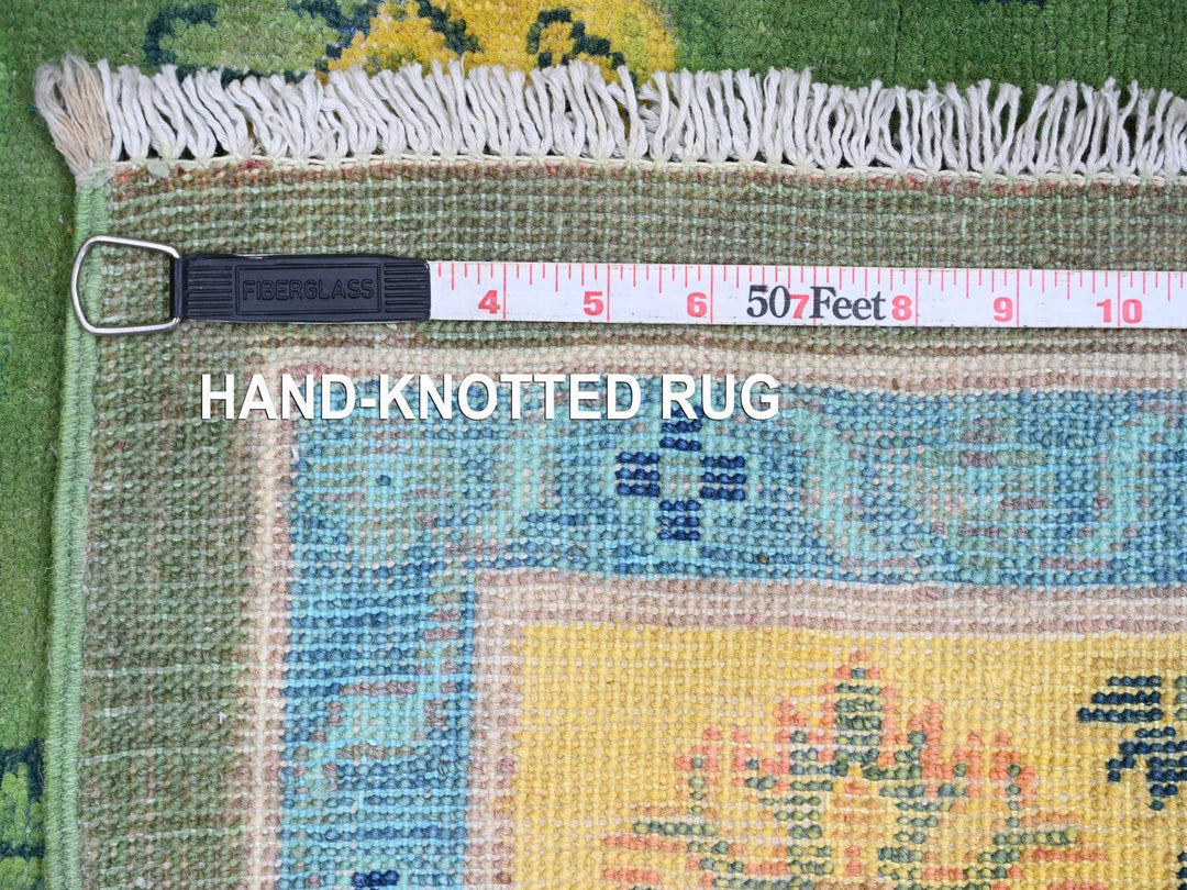 5'4" x 7'6" New Hand Knotted Green Wool Rectangle Oriental Rug - MOA10220976