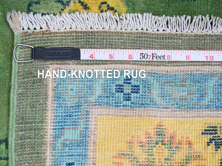 5'4" x 7'6" New Hand Knotted Green Wool Rectangle Oriental Rug - MOA10220976
