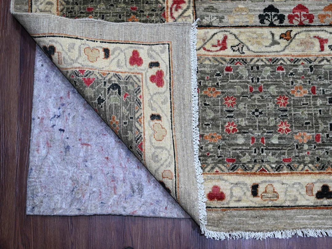 11'11" x 15'4" New Hand Knotted Grey Wool Rectangle Oriental Rug - MOA10220982