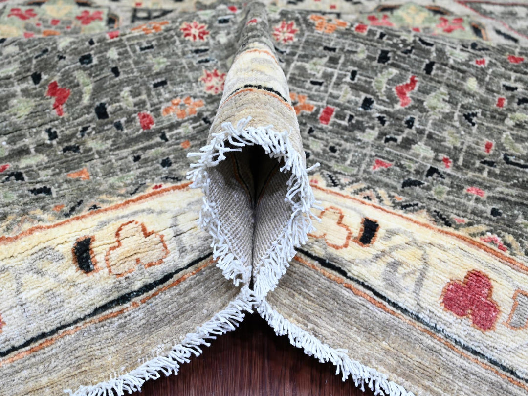 11'11" x 15'4" New Hand Knotted Grey Wool Rectangle Oriental Rug - MOA10220982