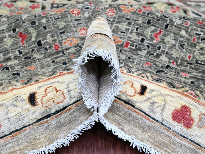 11'11" x 15'4" New Hand Knotted Grey Wool Rectangle Oriental Rug - MOA10220982