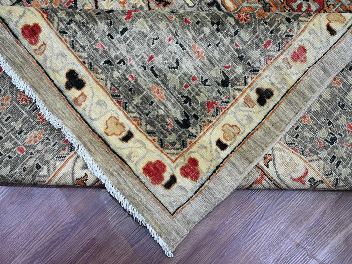 11'11" x 15'4" New Hand Knotted Grey Wool Rectangle Oriental Rug - MOA10220982