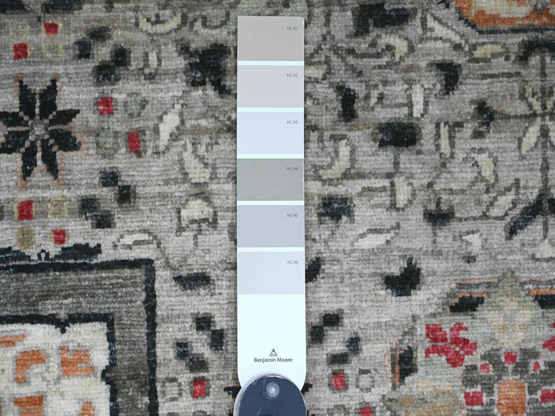 11'11" x 15'4" New Hand Knotted Grey Wool Rectangle Oriental Rug - MOA10220982