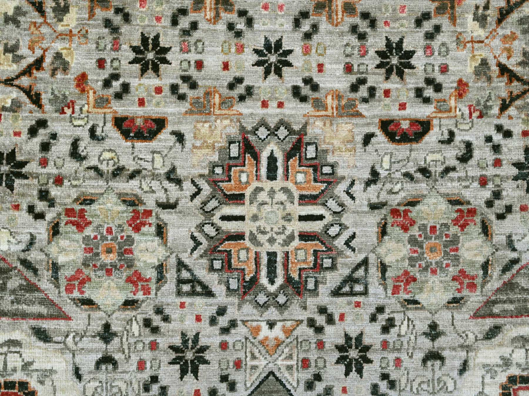 11'11" x 15'4" New Hand Knotted Grey Wool Rectangle Oriental Rug - MOA10220982