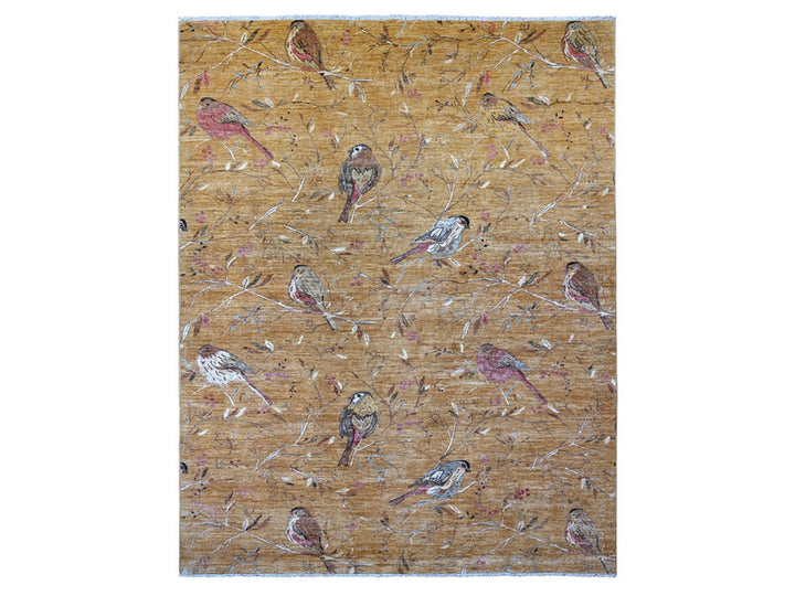 9'4" x 11'8" New Hand Knotted Brown Wool Rectangle Oriental Rug - MOA10221041