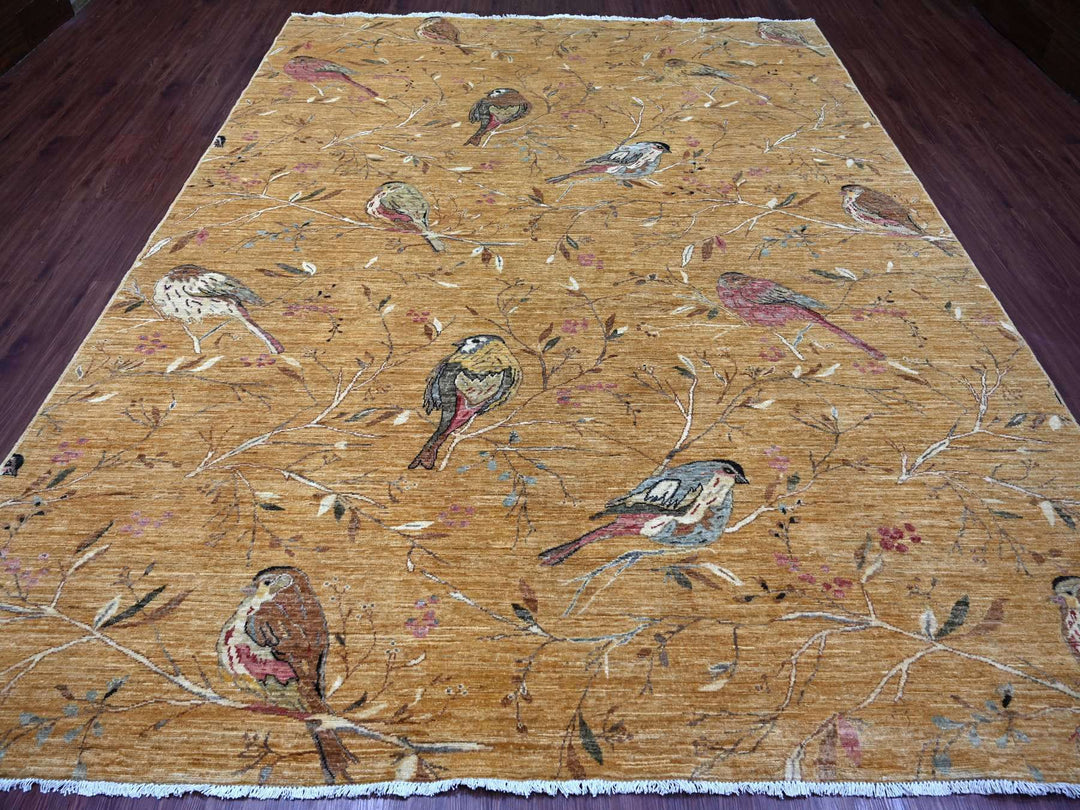 9'4" x 11'8" New Hand Knotted Brown Wool Rectangle Oriental Rug - MOA10221041