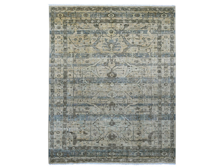 8'2" x 10'1" New Hand Knotted Brown Wool Rectangle Oriental Rug - MOA10221045
