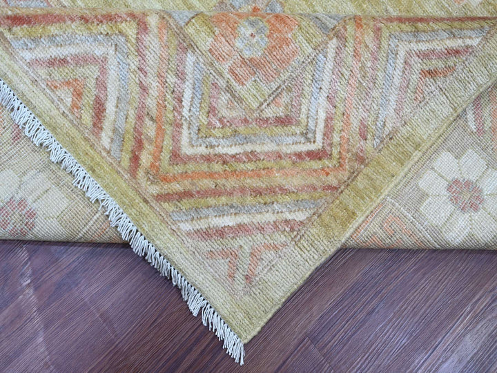 8'8" x 11'9" New Hand Knotted Green Wool Rectangle Oriental Rug - MOA10221077
