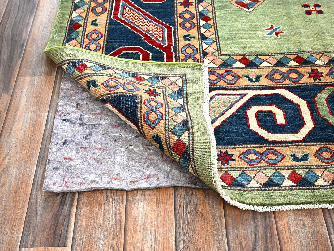 9'2" x 11'7" New Hand Knotted Green Wool Rectangle Oriental Rug - MOA102299