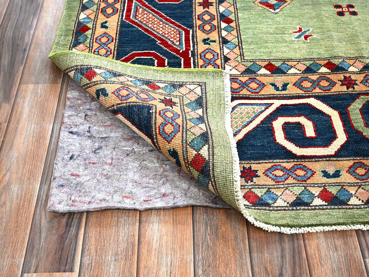 9'2" x 11'7" New Hand Knotted Green Wool Rectangle Oriental Rug - MOA102299