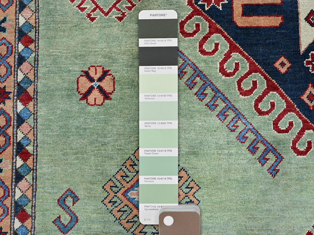 9'2" x 11'7" New Hand Knotted Green Wool Rectangle Oriental Rug - MOA102299