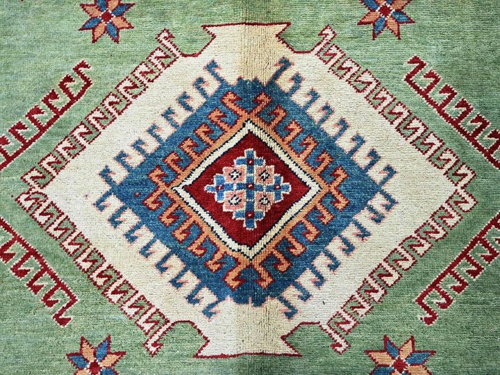 9'2" x 11'7" New Hand Knotted Green Wool Rectangle Oriental Rug - MOA102299