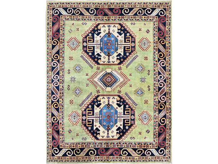 8'0" x 10'4" New Hand Knotted Green Wool Rectangle Oriental Rug - MOA102301