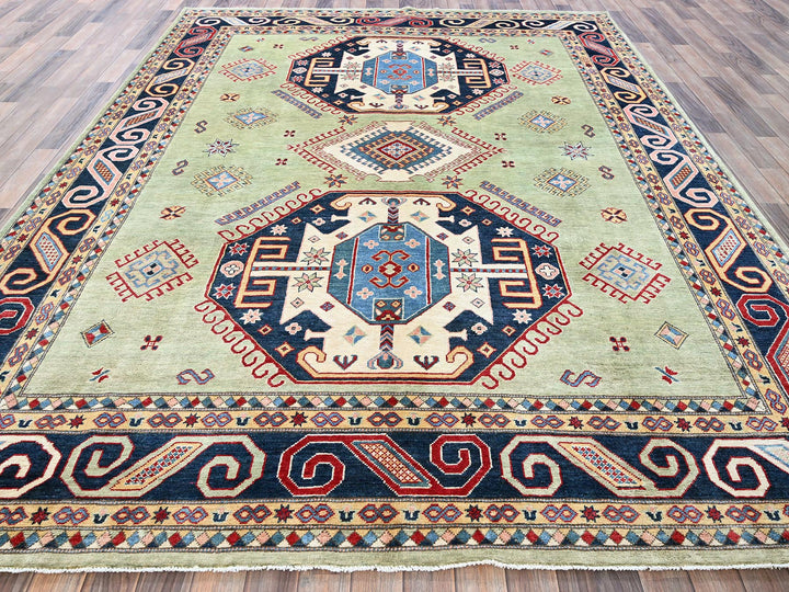 8'0" x 10'4" New Hand Knotted Green Wool Rectangle Oriental Rug - MOA102301