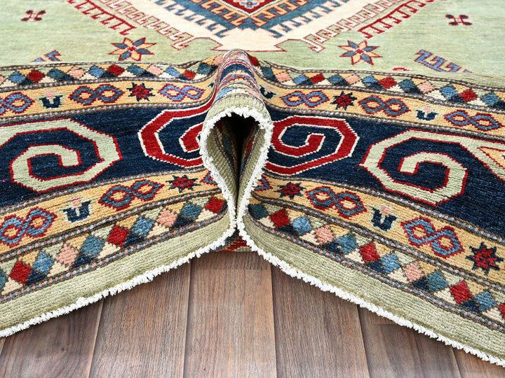 8'0" x 10'4" New Hand Knotted Green Wool Rectangle Oriental Rug - MOA102301