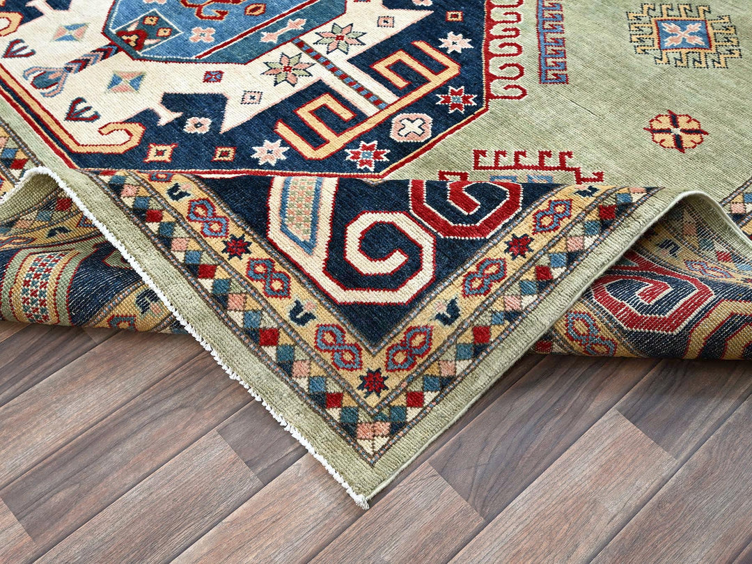 8'0" x 10'4" New Hand Knotted Green Wool Rectangle Oriental Rug - MOA102301