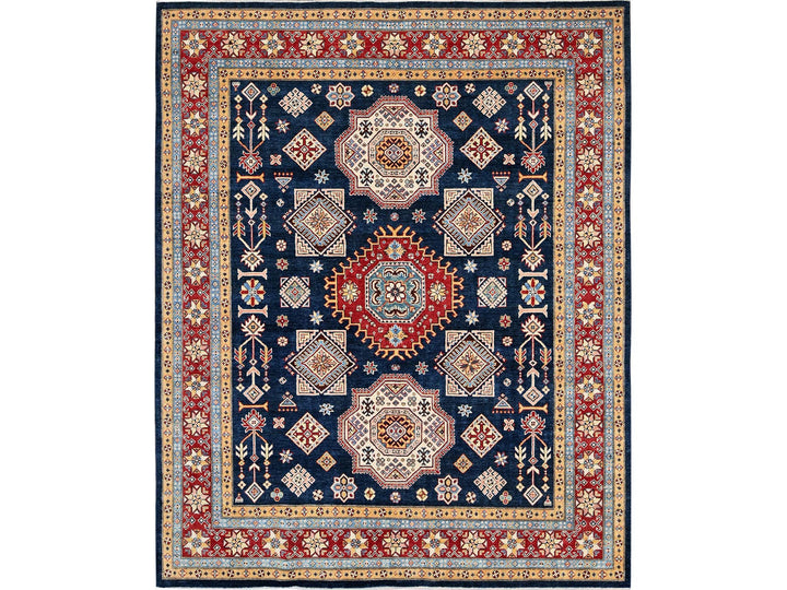 8'0" x 9'10" New Hand Knotted Blue Wool Rectangle Oriental Rug - MOA102303