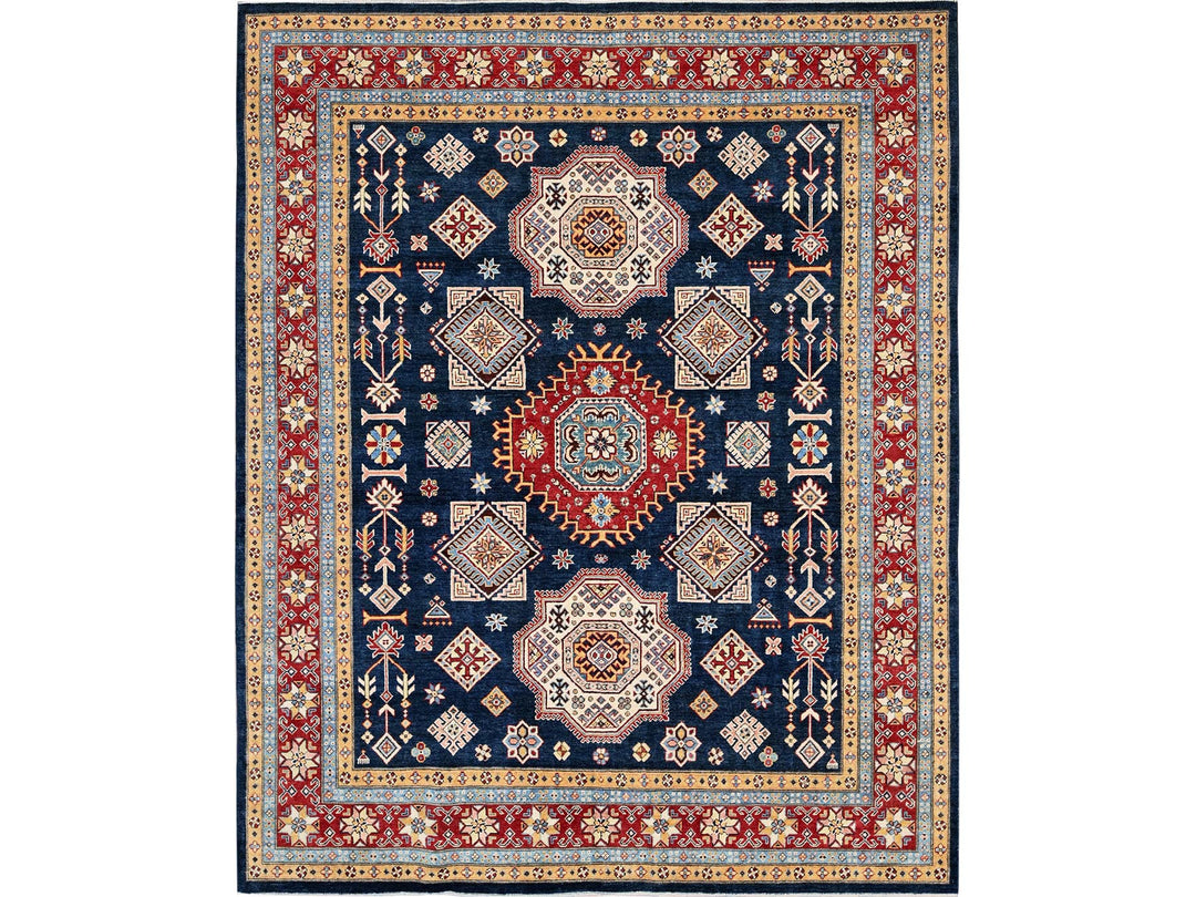 8'0" x 9'10" New Hand Knotted Blue Wool Rectangle Oriental Rug - MOA102303