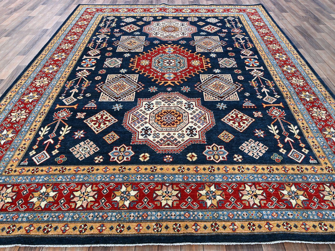 8'0" x 9'10" New Hand Knotted Blue Wool Rectangle Oriental Rug - MOA102303