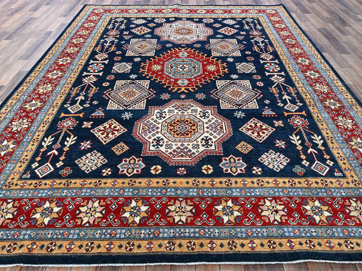 8'0" x 9'10" New Hand Knotted Blue Wool Rectangle Oriental Rug - MOA102303