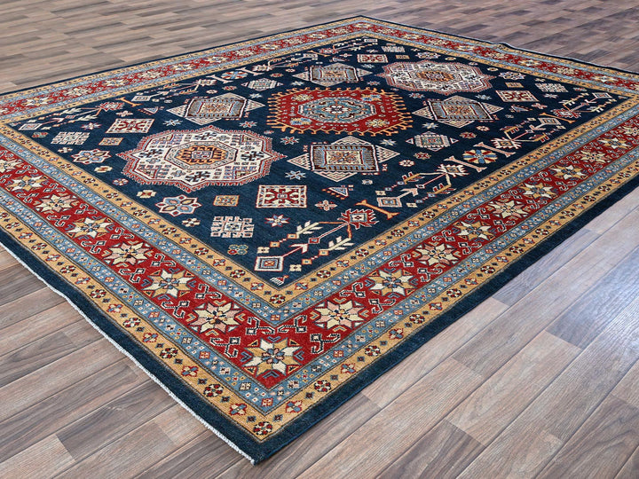 8'0" x 9'10" New Hand Knotted Blue Wool Rectangle Oriental Rug - MOA102303