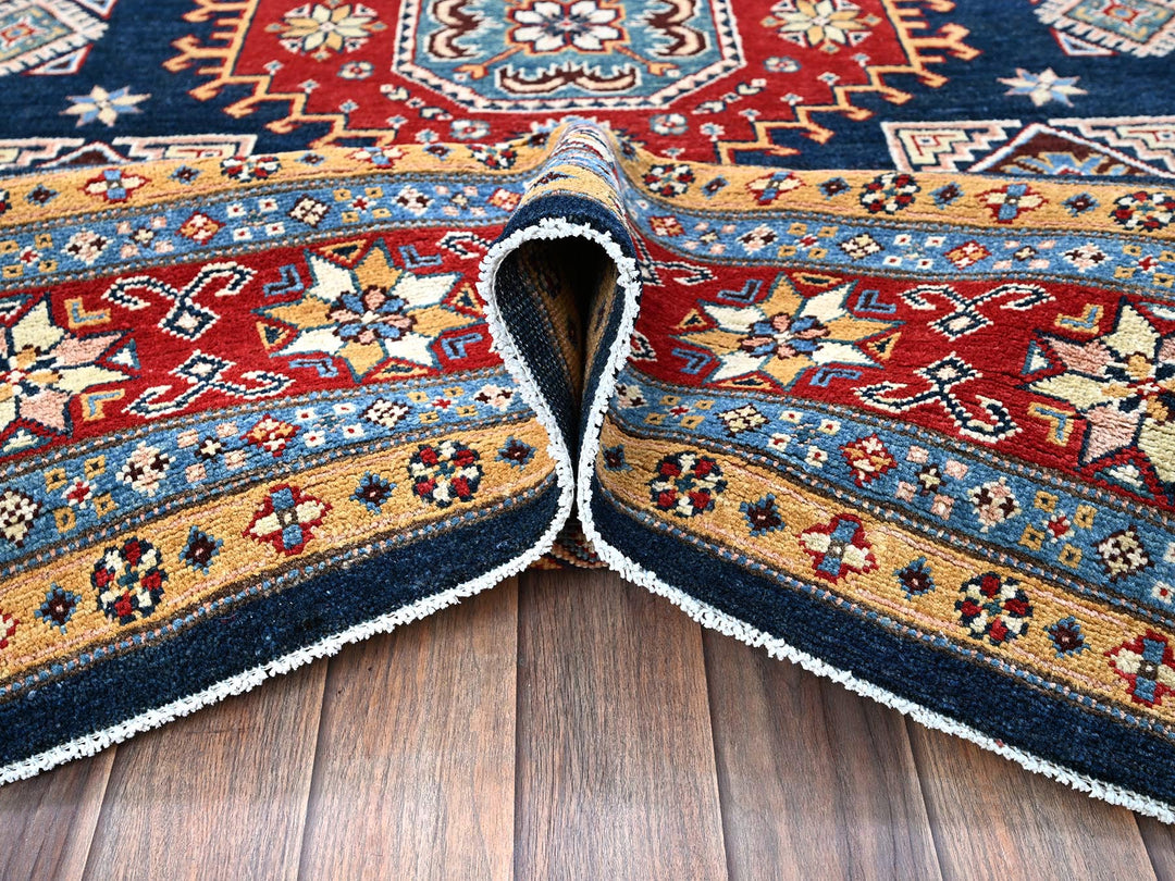 8'0" x 9'10" New Hand Knotted Blue Wool Rectangle Oriental Rug - MOA102303