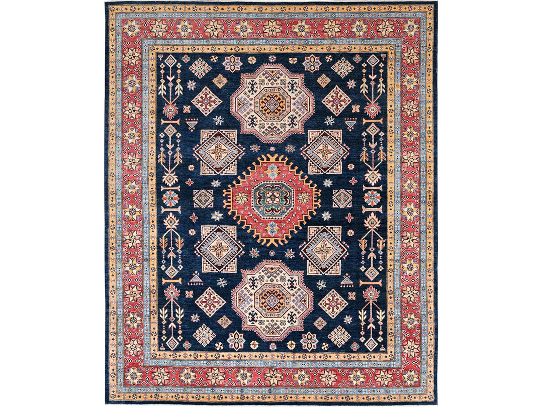 8'1" x 9'8" New Hand Knotted Blue Wool Rectangle Oriental Rug - MOA102304