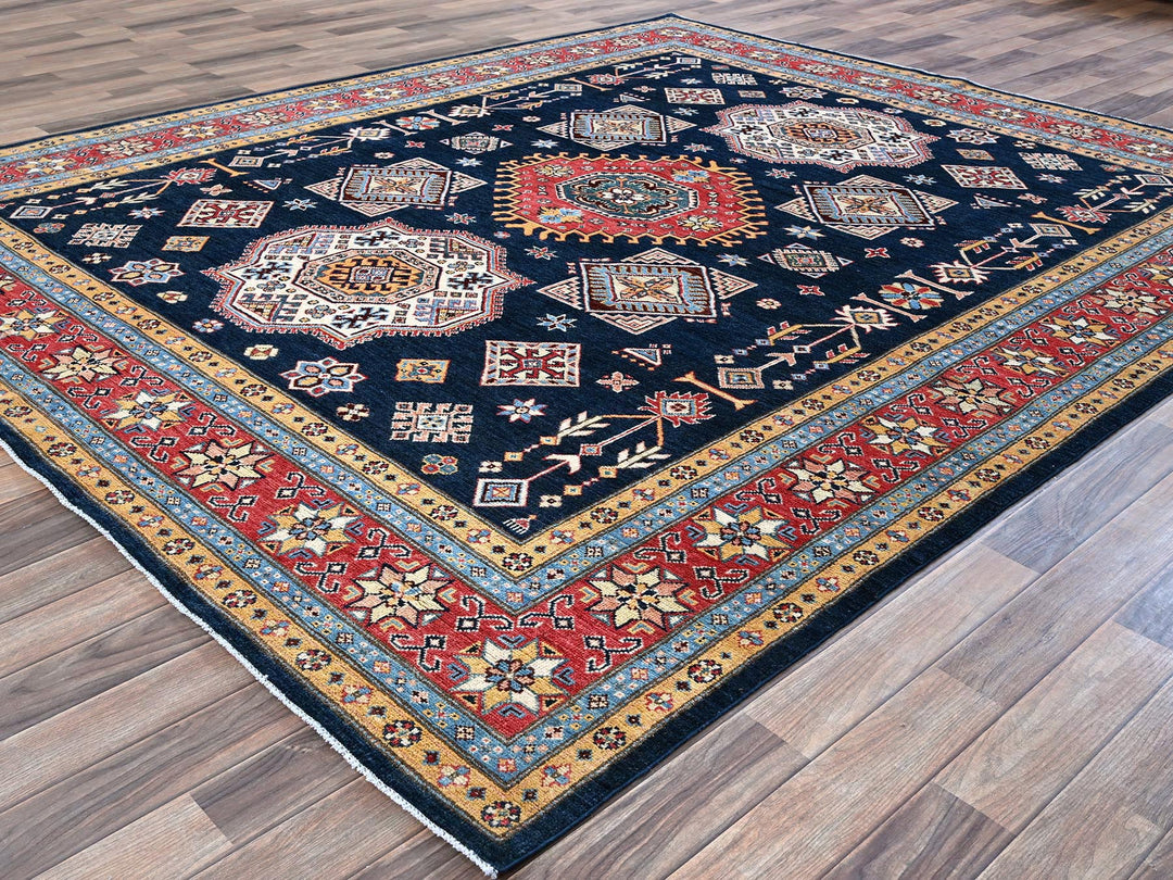 8'1" x 9'8" New Hand Knotted Blue Wool Rectangle Oriental Rug - MOA102304