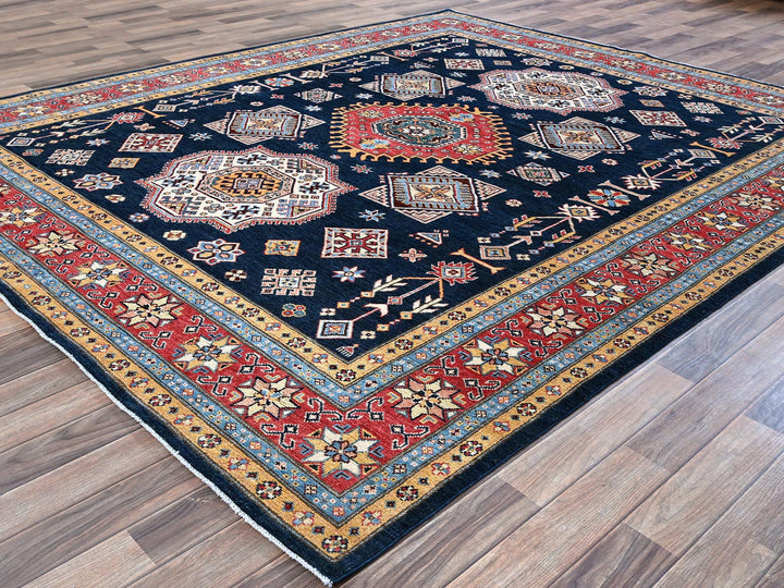 8'1" x 9'8" New Hand Knotted Blue Wool Rectangle Oriental Rug - MOA102304