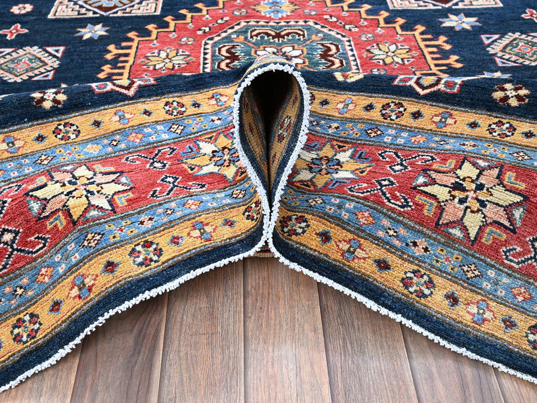 8'1" x 9'8" New Hand Knotted Blue Wool Rectangle Oriental Rug - MOA102304