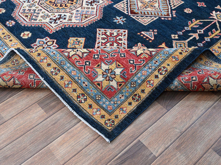 8'1" x 9'8" New Hand Knotted Blue Wool Rectangle Oriental Rug - MOA102304