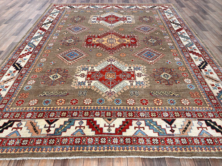 8'2" x 9'11" New Hand Knotted Brown Wool Rectangle Oriental Rug - MOA102305