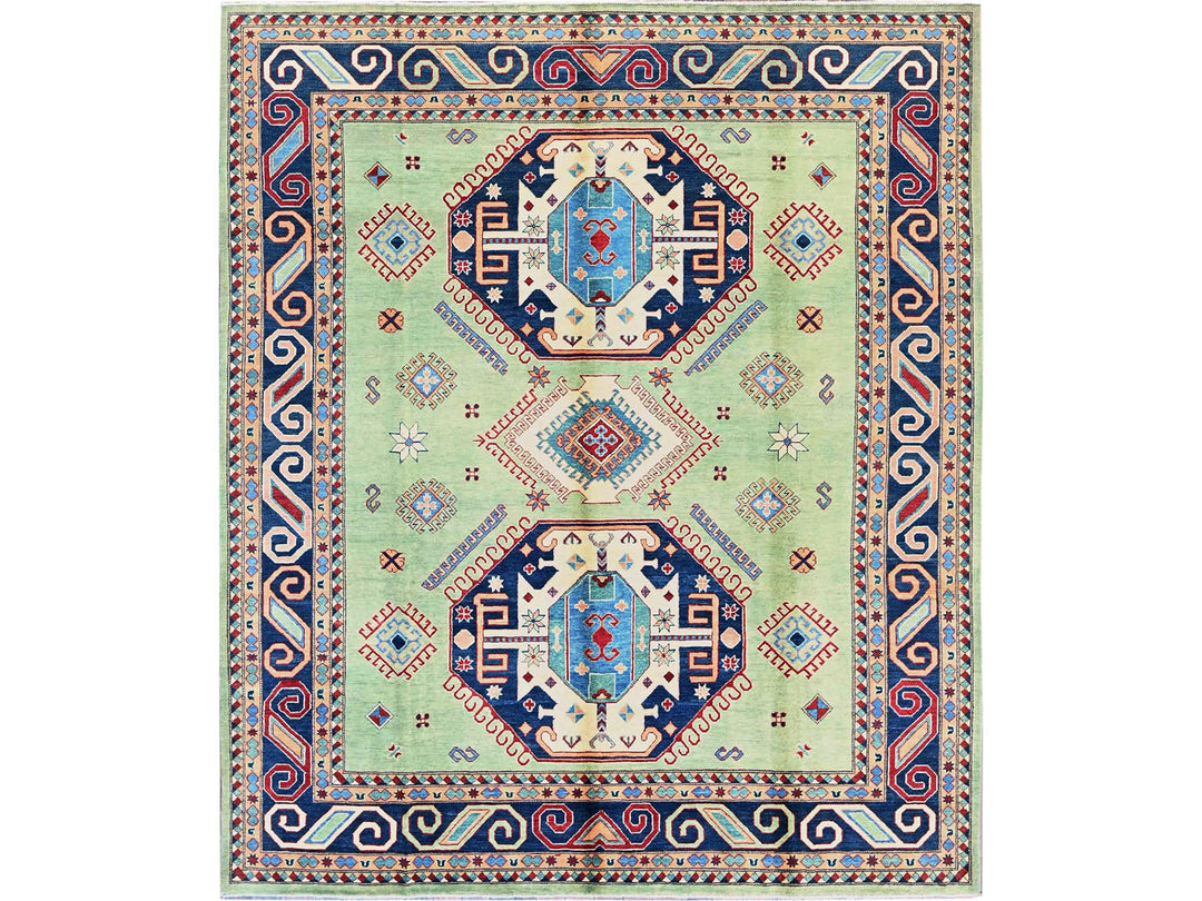 8'4" x 9'7" New Hand Knotted Green Wool Rectangle Oriental Rug - MOA102306