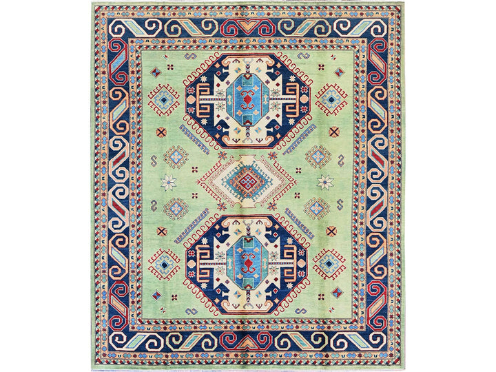 8'4" x 9'7" New Hand Knotted Green Wool Rectangle Oriental Rug - MOA102306