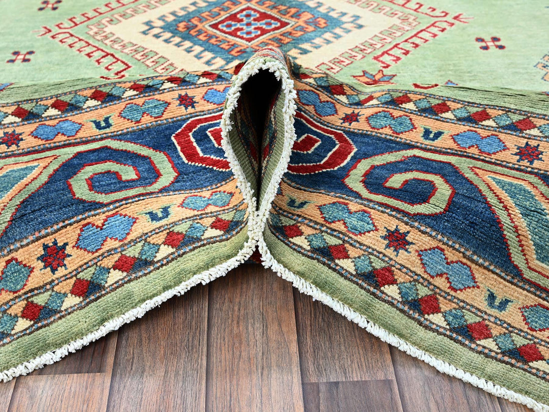 8'4" x 9'7" New Hand Knotted Green Wool Rectangle Oriental Rug - MOA102306