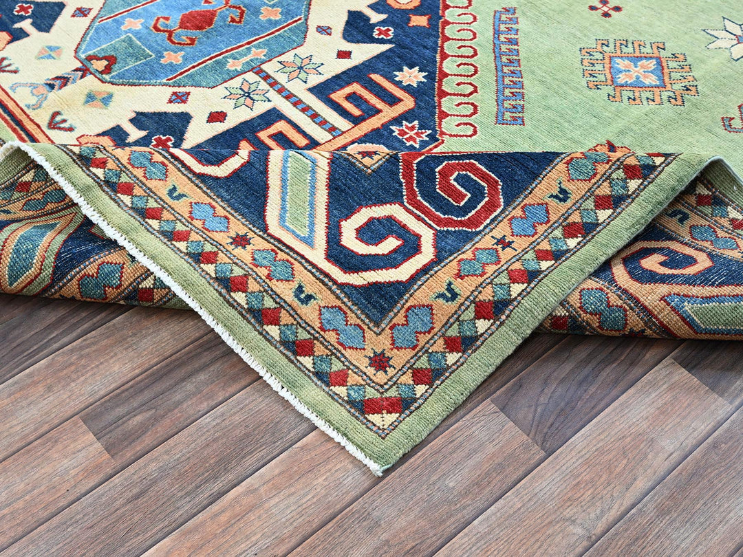 8'4" x 9'7" New Hand Knotted Green Wool Rectangle Oriental Rug - MOA102306